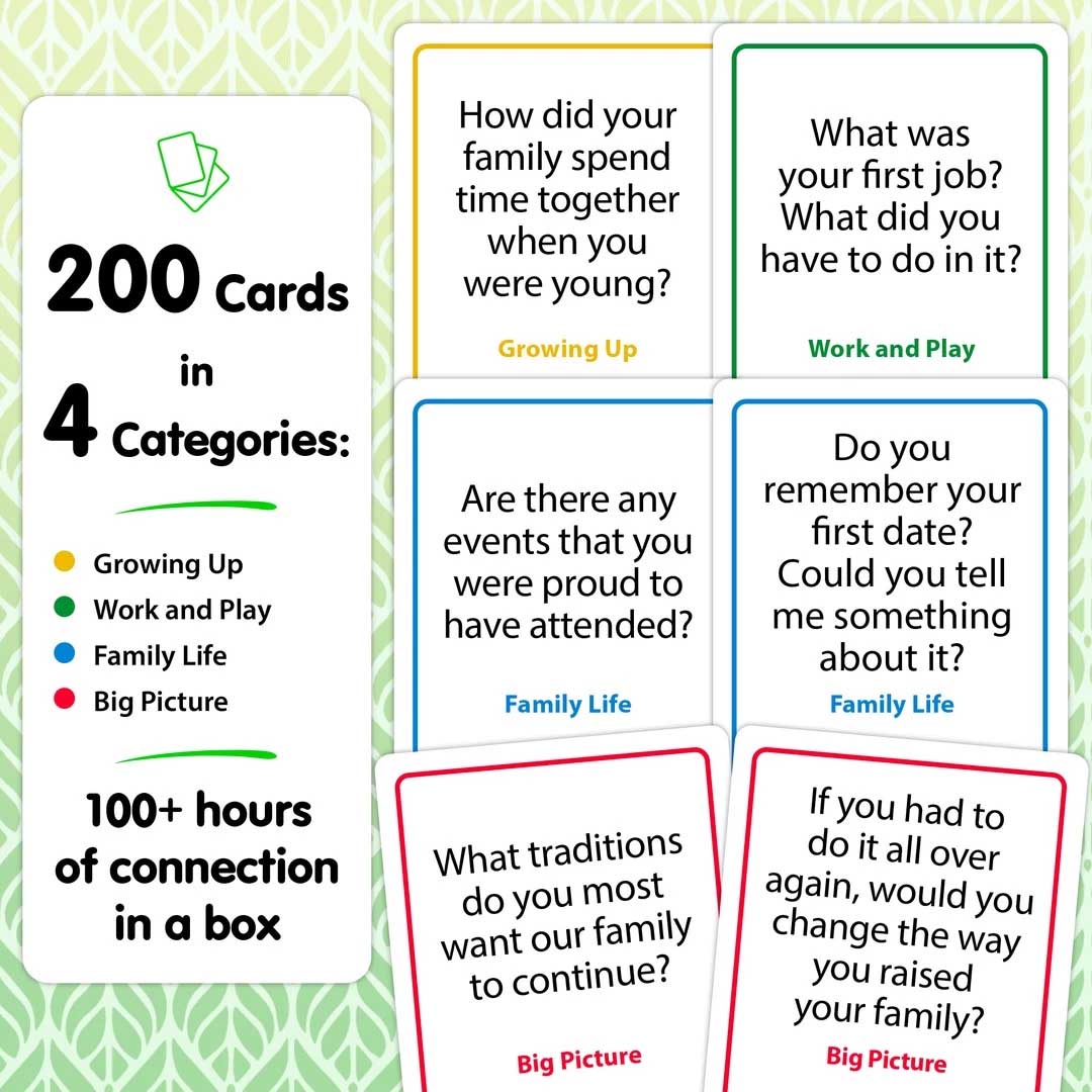 generations pack conversation cards, talking point cards