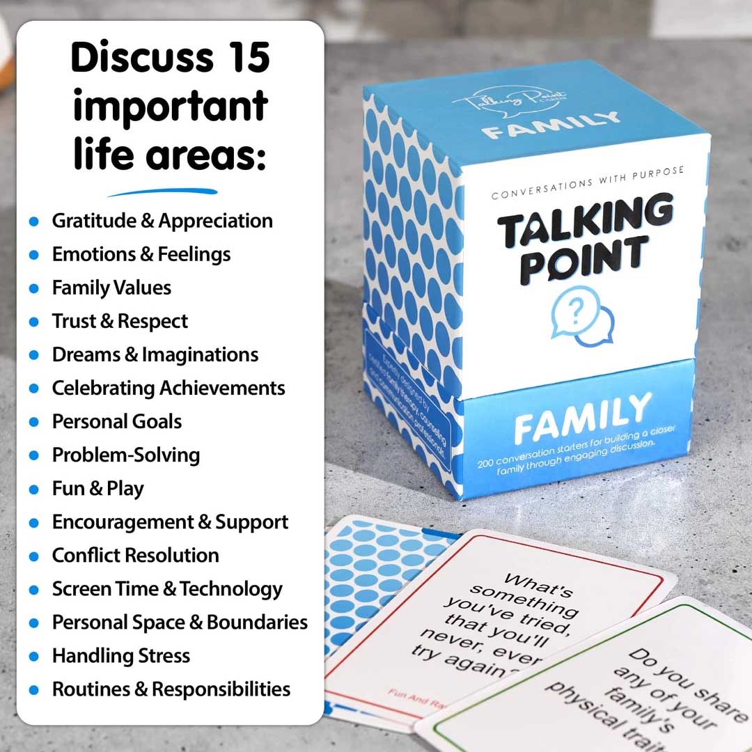 family pack conversation cards, talking point cards