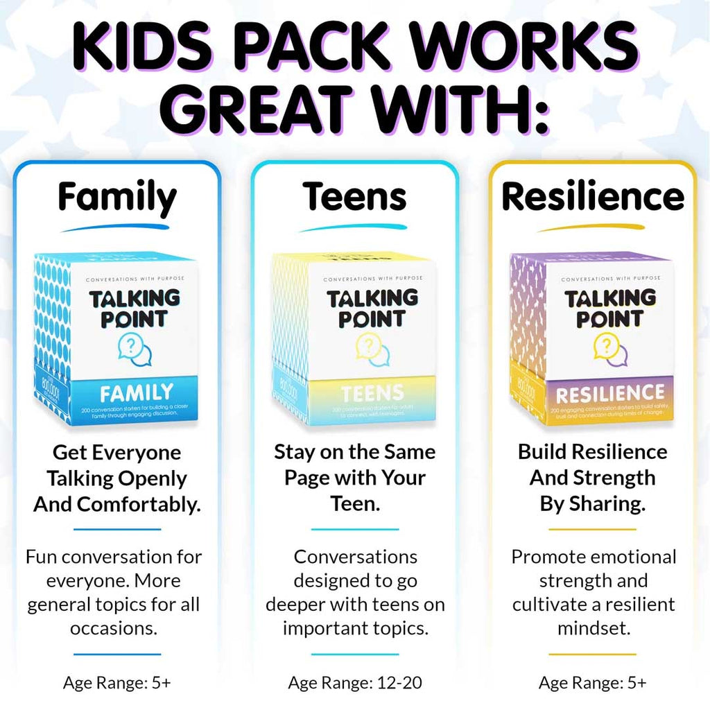 kids pack conversation cards, talking point cards