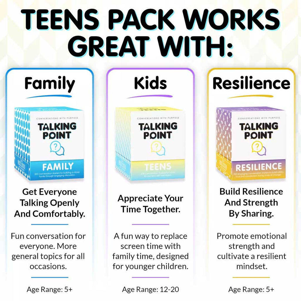 teens pack conversation cards, talking point cards