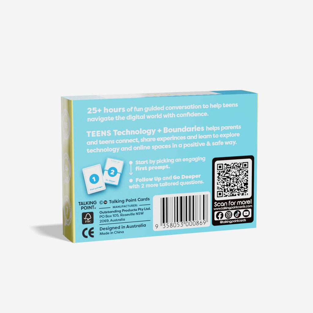 pocket packs: teens - technology + boundaries conversation cards, talking point cards